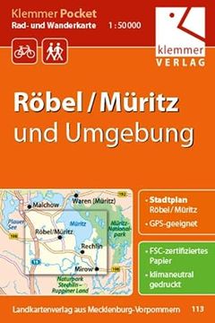portada Klemmer Pocket Rad- und Wanderkarte Röbel/Müritz und Umgebung: Gps Geeignet, Touren-Tipps auf der Rückseite, 1: 50000 (en Alemán)