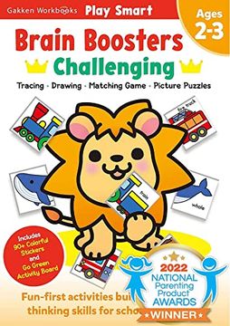 portada Play Smart Brain Boosters: Challenging - age 2-3: Pre-K Activity Workbook: Boost Independent Thinking Skills: Tracing, Coloring, Shapes, Cutting,. Puzzles, Counting; Go-Green Activity-Board (en Inglés)
