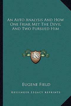 portada an auto analysis and how one friar met the devil and two pursued him (en Inglés)