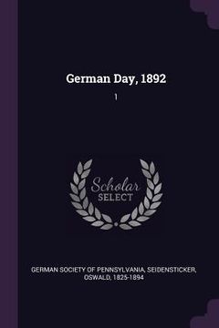 portada German Day, 1892: 1 (in English)