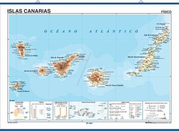 portada Mapa Mural Islas Canarias Impreso a Doble Cara Físico