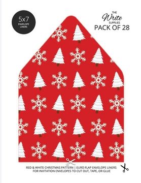portada Christmas Pattern Envelope Liners Euro Flap 5x7 with Red & White Design: For Invitation Envelopes for Holidays, Birthdays, Weddings (28 Pack)