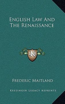 portada english law and the renaissance (in English)