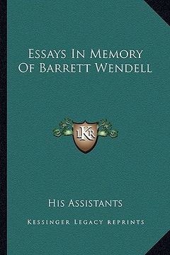 portada essays in memory of barrett wendell (in English)