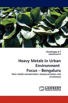 portada heavy metals in urban environment focus - bengaluru (en Inglés)