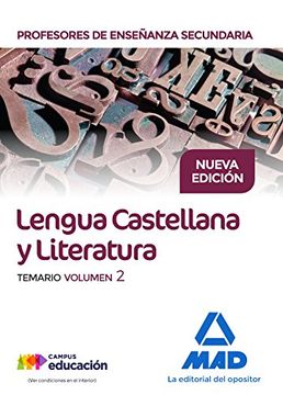 portada Cuerpo de Profesores de Enseñanza Secundaria. Lengua Castellana y Literatura. Temario. Volumen 2