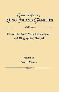 portada genealogies of long island families, from the new york genealogical and biographical record. in two volumes. volume ii: praa-youngs. indexed (en Inglés)