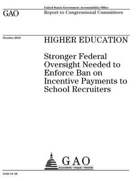 portada Higher education: stronger federal oversight needed to enforce ban on incentive payments to school recruiters: report to congressional c (in English)
