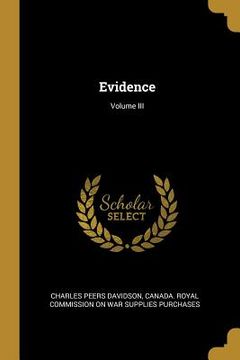 portada Evidence; Volume III (en Inglés)