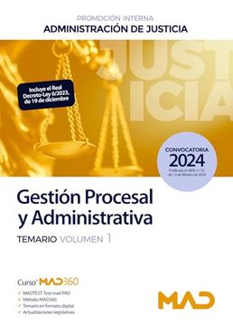 portada Cuerpo de Gestión Procesal y Administrativa (Promoción Interna) de la Administración de Justicia. Temario Volumen 1