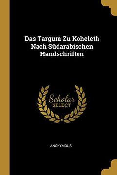 portada Das Targum Zu Koheleth Nach Südarabischen Handschriften (en Alemán)