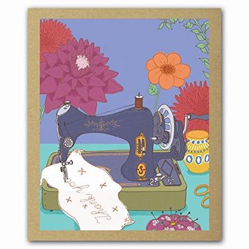 portada Sewing Machine Greenthanks, Illustrated Full Color Thank you Cards Boxed set of 16 With Envelopes 