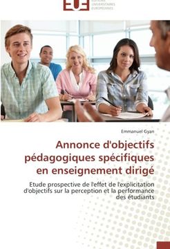 portada Annonce D'Objectifs Pedagogiques Specifiques En Enseignement Dirige