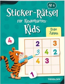 portada Sticker-Rätsel für Kindergarten-Kids. Erste Zahlen: Rätseln und Stickern für Kinder ab 4 Jahren (en Alemán)