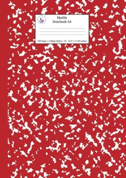 portada Marble Notebook a4: Red Marble College Ruled Journal (en Inglés)