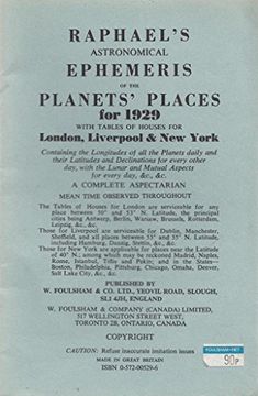 portada Raphael's Astronomical Ephemeris 1929 With Tables of Houses for London, Liverpool and new York