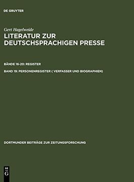 portada Literatur zur Deutschsprachigen Presse: Vol. 19: Personenregister (en Alemán)