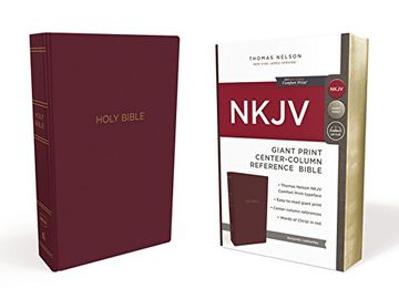 portada Nkjv, Reference Bible, Center-Column Giant Print, Leather-Look, Burgundy, red Letter Edition, Comfort Print (in English)