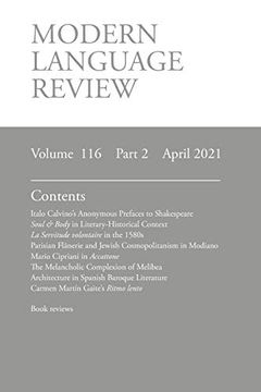 portada Modern Language Review (116: 2) April 2021 (en Inglés)
