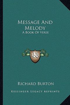 portada message and melody: a book of verse (en Inglés)
