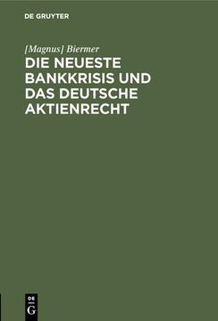 portada Die Neueste Bankkrisis und das Deutsche Aktienrecht (in German)