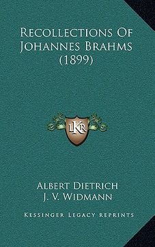 portada recollections of johannes brahms (1899) (en Inglés)