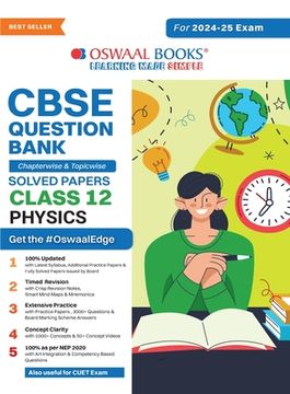 portada Oswaal CBSE Question Bank Class 12 Physics, Chapterwise and Topicwise Solved Papers For Board Exams 2025 (en Inglés)