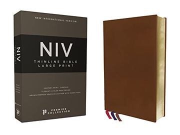 portada Holy Bible: New International Version, Premium Goatskin Leather, Brown, Premier Collection, Thinline, art Gilded Edges, Comfort Print (en Inglés)