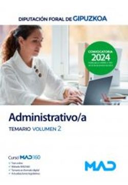 portada Administrativo/A Diputacion Foral de Gipuzkoa Temario Volumen 2