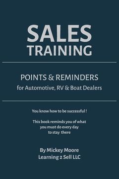 portada Sales Training: Points & Reminders for Automotive. RV and Boat Dealers