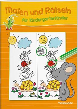 portada Malen und Rätseln für Kindergartenkinder (Orange): Suchen, Zählen, Zuordnen, Verbinden ab 3 Jahren (Rätsel, Spaß, Spiele) (en Alemán)