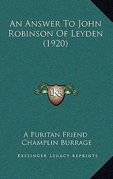 portada an answer to john robinson of leyden (1920) (in English)
