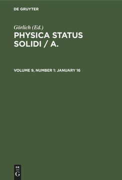 portada Physica Status Solidi / a. , Volume 9, Number 1, January 16 (en Inglés)