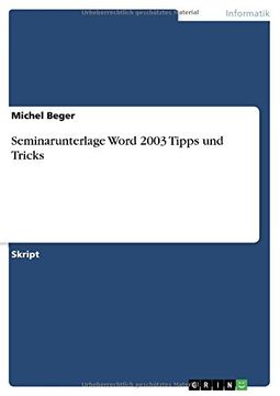 portada Seminarunterlage Word 2003 Tipps und Tricks (German Edition)