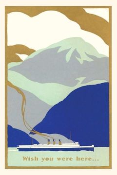 portada Vintage Journal Blue Art Deco Ocean Liner Travel Poster (en Inglés)