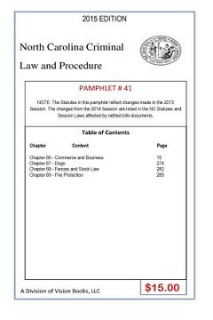 portada North Carolina Criminal Law and Procedure-Pamphlet 41 (en Inglés)