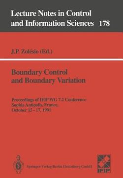 portada boundary control and boundary variation: proceedings of ifip wg 7.2 conference, sophia antipolis, france, october 15-17, 1990 (en Inglés)
