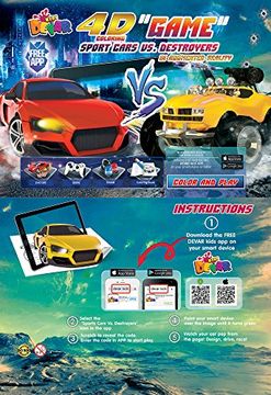 portada Libros interactivos 4D de colorear con Realidad Aumentada - Sport Cars vs Destroyers, Devar Kids