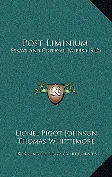 portada post liminium: essays and critical papers (1912) (in English)