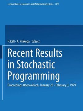 portada recent results in stochastic programming: proceedings oberwolfach, january 28 - february 3, 1979