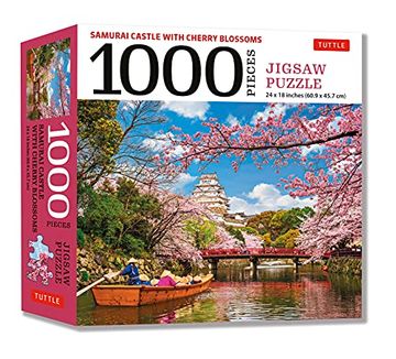 portada Samurai Castle & Cherry Blossoms- 1000 Piece Jigsaw Puzzle: Cherry Blossoms at Himeji Castle (Finished Size 24 in x 18 in) (en Inglés)