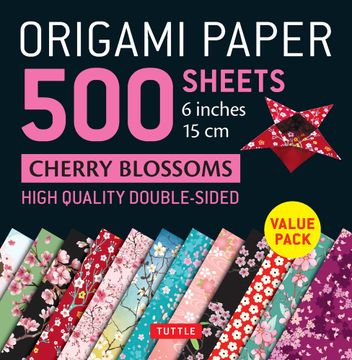 portada Origami Paper 500 Sheets Cherry Blossoms 6" (15 Cm): Tuttle Origami Paper: High-Quality Double-Sided Origami Sheets Printed With 12 Different Patterns (Instructions for 6 Projects Included) (in English)