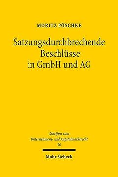 portada Satzungsdurchbrechende Beschlusse in Gmbh Und AG (en Alemán)