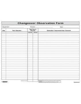 portada Quick Changeover: Observation Form: Observation Form: (en Inglés)