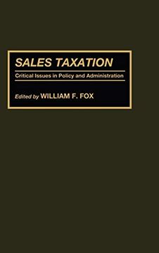 portada Sales Taxation: Critical Issues in Policy and Administration (en Inglés)
