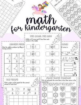 portada Math for kindergarten: Unicorn Math Activity Book For Kindergarten and First Grade Many Counting Skills Practice Missions Tracing Addition Cu