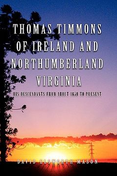 portada thomas timmons of ireland and northumberland virginia (en Inglés)