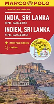 portada Inde, sri Lanka, Népal, Bangladesh: Wegenkaart 1: 2 500 000 (Marco Polo Maps) (in German)