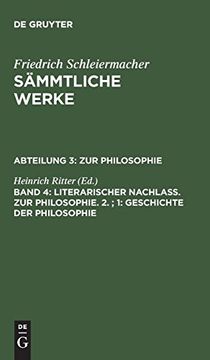 portada Literarischer Nachlaß: Zur Philosophie: Geschichte der Philosophie (en Alemán)