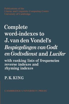 portada Complete Word-Indexes to j. Van den Vondel's Bespiegelingen van Godt en Godtsdienst and Lucifer Paperback (Publications of the Literary (en Inglés)